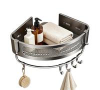 Ghjkldha Bathroom Shelf, No Drill Corner Shelf, Space Saving Corner Rack, ABS Bathroom Organizer System Unit Set, Shower With Hooks Towel Bar, Shampoo Soap Use Storage 7.87x7.87x2.28 inches