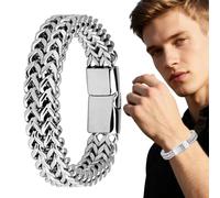 Ghjkldha Cool Bracelets Punk, Stainless Steel Jewelry, Modern Wrist Charm, Exquisite Fashion Accessory, Sturdy Decoration Band, for Men Dad Grandpa Son Friends Family Birthday Gift Style