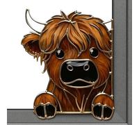 Ghjkldha Décor De Coin De Fenêtre, Design 2D En Acrylique De Vache Qui Jette Un Coup D'Œil, Décor de Fenêtre Vache Curieuse, Pour Salon Armoire Miroir Manteau Cheminée Mur Tête De Lit