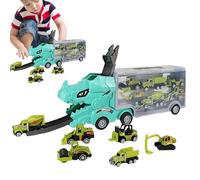 Ghjkldha Dinosaur Car Carrier Truck, 6-Car Transporter, Mega Hauler Toy, Interactive Deform Feature, Catapult Launch Function, Exciting Motor Vehicle Playset for Kids Play Time
