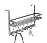 Ghjkldha Door Basket Organizer, Over Door Storage Rack System, Heavy Duty Carbon Steel Hook Frame, Multi Tier Hanging Shelf Set, Room Space Saving Accessory, Clothes Bag Key Towel Robe