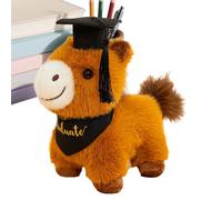 Ghjkldha Graduation Horse Plush, Cuddly Stuffed Animal, Soft Plush Doll with Graduation Cap, Cute Horse Toy, Huggable Plushes with Fabric, Kids Bedroom Nursery Bed Couch Office