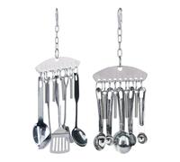 Ghjkldha Jouet à mâcher en forme de clochette pour oiseaux, cuillère en acier inoxydable, accessoire de cage de conditionnement du bec, 32 cm, son suspendu, ensemble en métal, pour perroquets