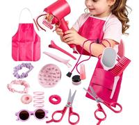 Ghjkldha Jouet Salon De Coiffure | Jeu d'Imitation Salon de Coiffure Interactif - Coffret Coiffure Enfant avec Fer à friser - pour Filles Maison Voyage Maternelle Espace Jeux Fête Vacances