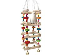 Ghjkldha Jouets à mâcher pour Perroquet, Support de Cage en Bois, Accessoires naturels pour perruches, Ensemble de Jeu Multifonctionnel sûr, Jouet Durable à Suspendre avec des fonctionnalités