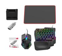 Ghjkldha Keyboard Mouse Combo, Light Up Controller Set, Half Hand Keyboard with Mouse Adapter for Programming Esports Pc Laptop, RGB Backlit Kit for Desktop Office Home Use Competitive Play