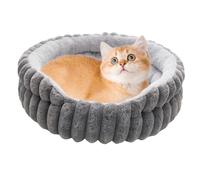 Ghjkldha Lits pour chats - Lits pour chats d'intérieur - Fournitures rondes en forme de donut chaud lavable en machine pour chaton extérieur apaisant chiot endormi animal voyage hiver