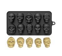 Ghjkldha Moule à biscuits en forme de tête de mort | Moule à 10 cavités pour fête d'Halloween | Outil de cuisson de cuisine d'Halloween pour chocolat, bloc de glace, collation, bonbons, pâtisserie