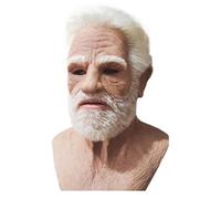 Ghjkldha Old Man Face Cover - Masque réaliste en latex pour Halloween, costume de casque effrayant, casque réglable pour fête, maison hantée, événements de carnaval, théâtre, Noël, léger 260g, adulte