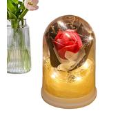 Ghjkldha Preserved Flower, Eternal Rose Bouquet in Glass Dome, Infinity Flower with LED Light, Decorative Romantic Gift, Long-Lasting Display, for Mom Women Her Valentine Girlfriend Birthday