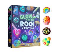 Ghjkldha Rock Painting Kit, 1.54 Inches Hand-Eye Coordination Enhancer Dark, Art Supplies with Paints Brushes and Storage, Craft Set for Children Preschoolers Beginners School Parties