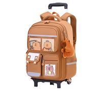 Ghjkldha Rolling Backpack - 16.14 Inches School Backpack Capybara Design for Kids and Teens, Retractable Handle with Height-Adjustable Straps, Travel Bag for Girls Boys Business Airplane Work