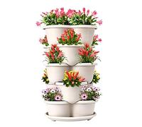 Ghjkldha Stackable Tier Planter, Vertical Garden Pots System, 5 Layer Tower with Drainage, Raised Planter, Balcony Pot with Modern Design, Strawberry Growing for Outdoor Use