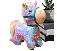 Ghjkldha Stuffed Horse Plush Toy, 5.9 inch Sequins Cuddly Doll, 2026 Year of The Horse Plush Animal with Soft Fabric 5.91 inches, Decorative Collectible Toy for Boys Girls Women Men