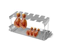 Ghjkldha Support de cuisse de poulet, grille de poulet, support en acier inoxydable, 40 x 14 x 14 cm, antiadhésif, passe au lave-vaisselle, design facile à utiliser, pour four, barbecue, terrasse