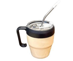 Ghjkldha Transparent Drinkware Kit, Printed Beverage Vessel, Straw Sipper Container, Crystal Mug Lid Tube Grip Coffee Hot Cold Servingware use Restaurant Kitchen Wedding Picnic Camping Outdoor Dining