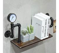 GHJKLZNMRU Étagère murale à suspendre vintage en bois massif fer forgé tuyau galvanisé installation facile pour murs de salon, décoration d'intérieur