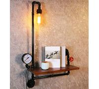 GHJKLZNMRU Étagère murale vintage en bois massif forgé avec tuyau galvanisé pour chambre à coucher, installation facile pour murs de salon, décoration d'intérieur