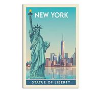 GHJKY New York Statue de la Liberté Vintage Poster de voyage moderne Bureau Famille Chambre Décoration murale Poster Cadeau, 12x18inchs(30x45cm)