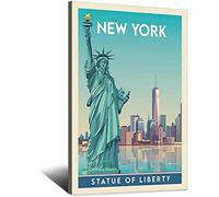 GHJKY New York Statue de la Liberté Vintage Voyage Poster Moderne Bureau Famille Chambre Décor Mural Poster Cadeau, 12x18inchs(30x45cm)