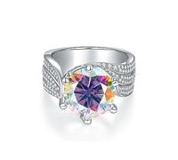GHJrtHFJ bague en diamant, Bague de fiançailles en moissanite 5 carats for femme, taille ronde D, couleur VVS1, diamant bleu/jaune/rose(Seven Colors,8)