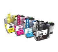 GHJtRs Cartouche d'encre LC421 Compatible avec Les imprimantes DCP-J1050DW MFC-J1010DW DCP-J1140DW(One Set 4COLORS)