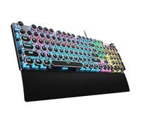 GHJtRs F2088 Clavier de Jeu mécanique avec des Touches Rondes Punk rétro 104 compatibles rétro-éclairés du RVB avec Tablette d'ordinateur Portable PC(Black)