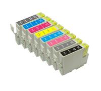 GHJtRs Jeu de Cartouches d'encre compatibles Compatible avec imprimante T0341, T0342, T0343, T0344, T0345, T0346, T0347, T0348, Compatible avec Stylet Photo 2100, 2200(1 Set)