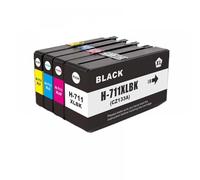 GHJtRs Remplacement de Cartouche d'encre Compatible H-P 711 711XL Compatible avec imprimante à Jet d'encre DesignJet T120 T520(1BK 1C 1Y 1M)