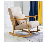 GHJUMKFDF Chaise longue à bascule rembourrée en tissu avec oreiller, confortable à bascule en bois massif pour le salon, fauteuil moderne à haut dossier pour adulte, fauteuil simple, chaise de vieil
