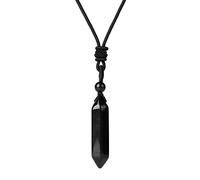 GHJYU Collier Pierre Naturelle, En De Cristal Délicat Naturel Onyx Noir Pendentif Hexagonal Choker Reiki Amulette Chakra Chaîne Yoga Méditation Bijoux C