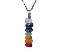 GHJYU Pierre Precieuse Pendentif Femme, À La Mode Naturel 7 Chakra Pendentif Collier Reiki Chakra Collier Chaîne Délicate Yoga Méditation Bijoux Cadeau Pour Fille Femmes Hommes
