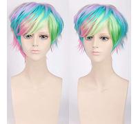 GHK 10 pouces Bigbang Court Coloré Perruques Pour Hommes Résistant À La Chaleur Synthétique Cheveux Synthétique Couches Ombre Anime Cosplay Perruque Mâle
