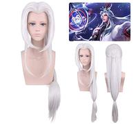 GHK 100 cm Arena Of Valor: 5v5 Arena Jeu Argent Blanc Longue Ligne Droite Cosplay Perruque Cheveux Synthétiques Perucas Ancienne Fête Chinoise Perruques