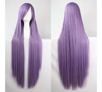 GHK 100 cm Mode Pas Cher Droit Longue Perruque Cosplay Noir Argent Blanc Blanc Rouge Bleu Violet Rose Vert Synthétique Perruques Cheveux Pour Femmes violet clair