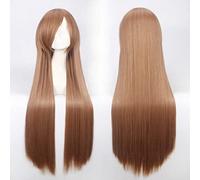 GHK 100cm 420g Rose Net Longue Raide Perruque Cosplay Costume Synthétique Cheveux Blanc Bleu Rose Brun Vert Rouge Blonde Perruques Noires Pour Femmes blonde