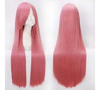GHK 100cm 420g Rose Net Perruque Longue Ligne Droite Cosplay Costume Synthétique Cheveux Blancs Bleu Rose Brun Vert Rouge Blonde Noir Perruques Pour Femmes rose 2