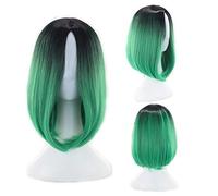 GHK 12 pouces Court Bob Perruques Pour Femmes Cheveux Synthétiques Anime Cosplay Deux Tons Noir Rose Gris Bleu Vert Rouge Pourpre Blonde Ombre Perruque noir vert 3