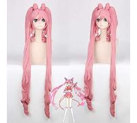 GHK 120 cm SAILOR MOON Chibiusa longue perruque rose synthétique ondulé anime cosplay perruques femmes avec double queue de cheval haute température fibre