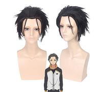 GHK 12inch Natsuki Subaru Court Noir Perruque Synthétique Hommes Re: La vie dans un monde différent de zéro Reflex Cosplay Perruque
