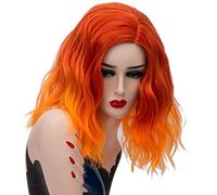 GHK 14 pouces Court Ondulé Coloré Perruque Arc-En-Synthétique Cheveux Halloween Costume Halloween Costume Anime Cosplay Orange Ombre Partie Perruques Pour Les Femmes orange ombre