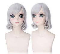 GHK 14 pouces League of Legends LOL Argent Gris Court Perruque Frisée Cosplay Anime Cheveux Synthétiques Halloween Costume Parti Perruques Pour Les Femmes