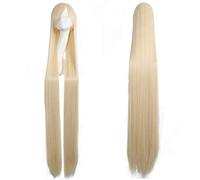 GHK 150 cm Super Longue Raide Perruque Noir Blond Blanc Bleu Rouge Rouge Anime Cosplay Perruques Pour Femmes Costume D'halloween Cheveux Synthétiques blond