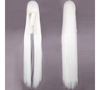 GHK 150 cm Super Longue Raide Perruque Noir Blonde Blanc Bleu Rouge Blonde Anime Cosplay Perruques Pour Femmes Halloween Costume Synthétique Cheveux blanc