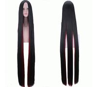 GHK 150cm Bort Longue Ligne droite Anime Perruque Cosplay Cheveux Synthétiques Terre du Lustrous Hoseki no kuni Partie Milieu Noir Rouge Femme Perruques