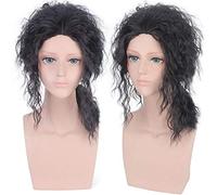 GHK 18 pouces Michael Jackson MJ Afro Moyenne Longue Perruque Frisée Hommes Synthétique Cheveux Anime Noir Costume De Halloween Cosplay Perruques
