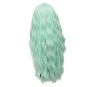 GHK 28 pouces Longue Bouclés Bleu Blonde Vert Rose Perruque Synthétique Cheveux Naturels Anime Cosplay Halloween Costume Parti Perruques Pour Les Femmes vert clair
