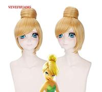 GHK 30 cm Court Blonde Perruque Cosplay Fée Clochette Full Hair Princesse Tinker Bell Taille Adulte Perruques Synthétiques