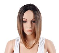 GHK 30 cm Droite Courte Ombre Perruque Cosplay Anime Résistant À La Chaleur Synthétique Cheveux Femmes Femmes Noir Bleu Gris Rose Court Bob Perruques Pour Partie brun