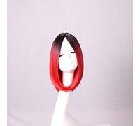 GHK 30 cm Milieu Partie Droite Court Noir Blonde Ombre Perruque Cosplay Anime Cheveux Synthétiques Halloween Costume Parti Perruques Pour Les Femmes 08